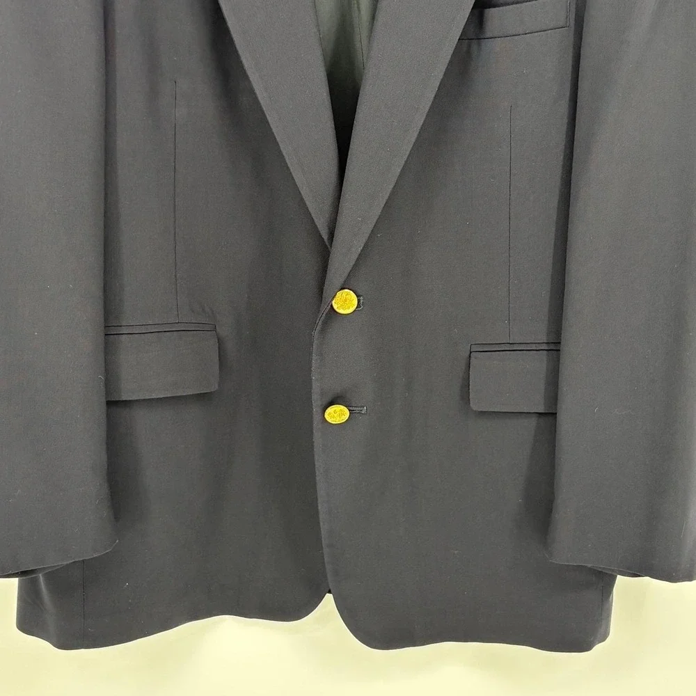 Vintage Evan-Picone Navy Blue Blazer 100% Pure Wool Gold Crest Button Rich's 48L